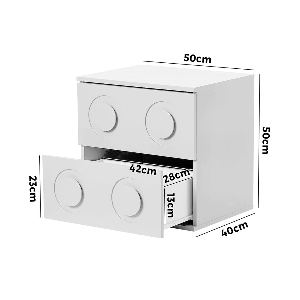 Modern Bedside Table Set Of 2 Dot Collection 2 Drawer Pink MDF Cabinet
