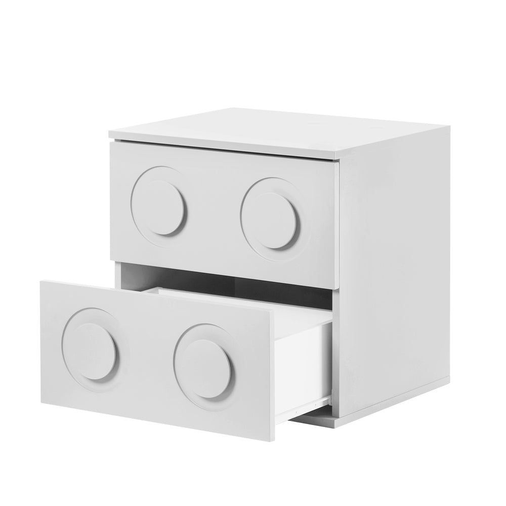 Modern Bedside Table Set Of 2 Dot Collection 2 Drawer Pink MDF Cabinet