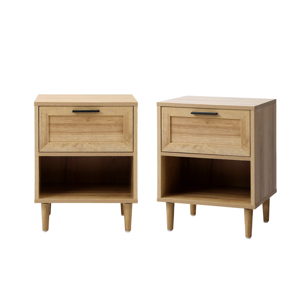 Bedside Tables Set of 2 Nightstand Natural White