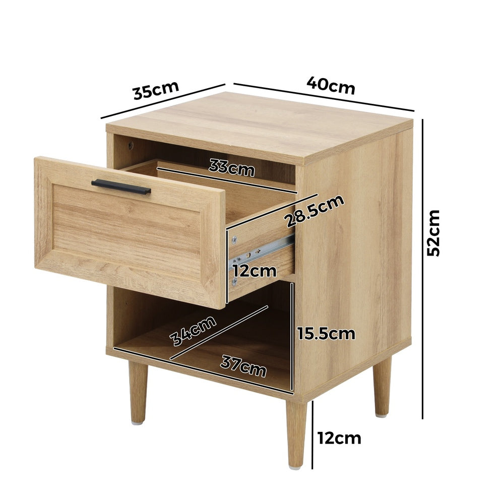 Bedside Tables Set of 2 Nightstand Natural White