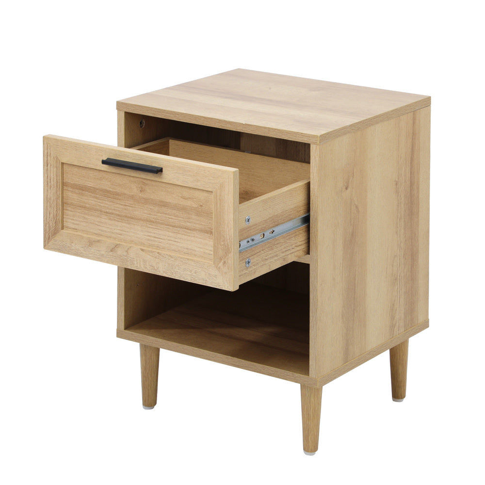 Bedside Tables Set of 2 Nightstand Natural White