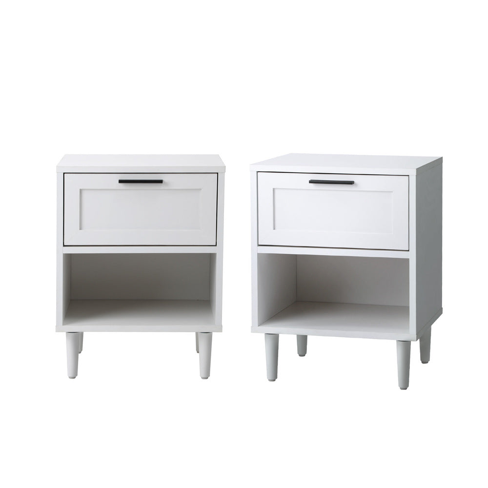 Bedside Tables Set of 2 Nightstand Natural White