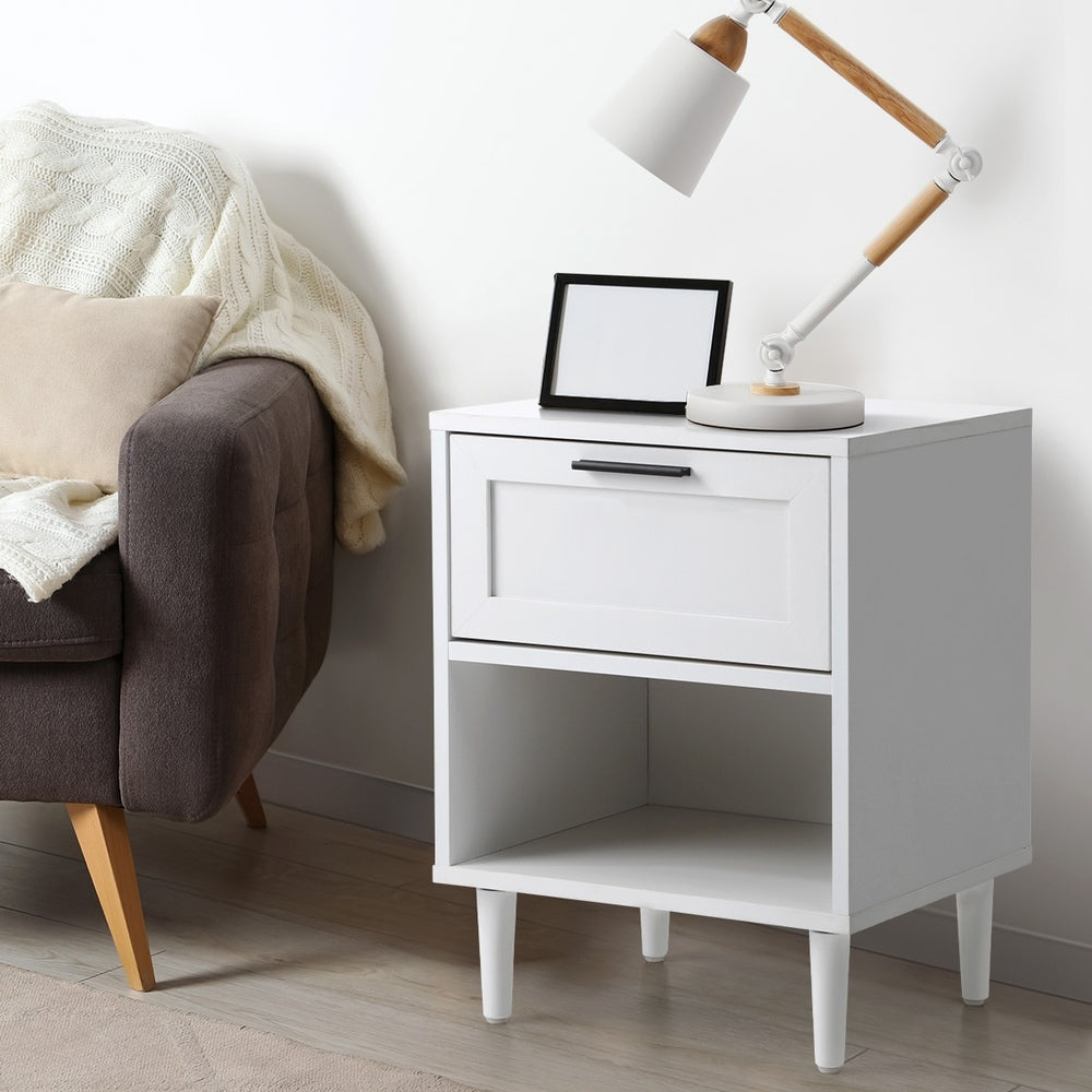 Bedside Tables Set of 2 Nightstand Natural White
