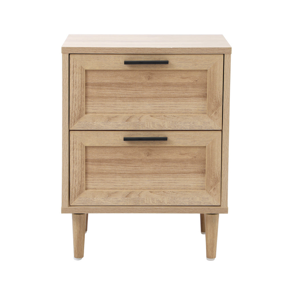 Bedside Tables Set of 2 Nightstand Natural White