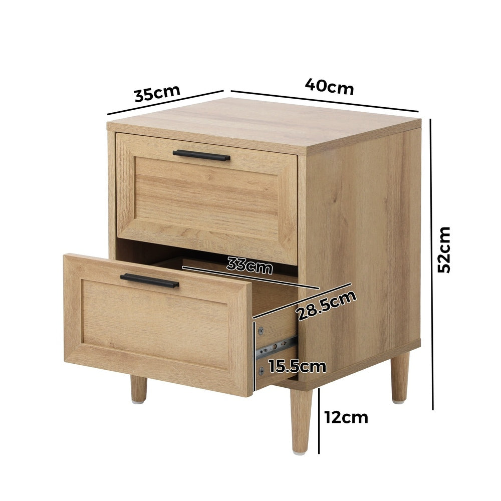 Bedside Tables Set of 2 Nightstand Natural White