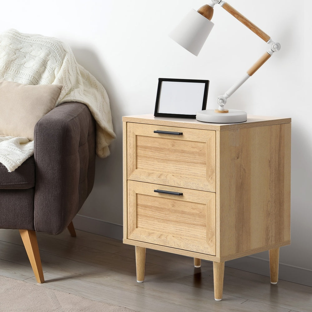 Bedside Tables Set of 2 Nightstand Natural White