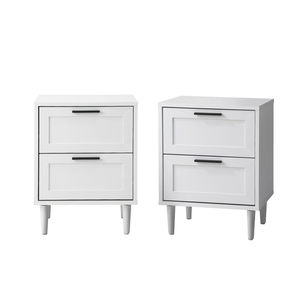 Bedside Tables Set of 2 Nightstand Natural White