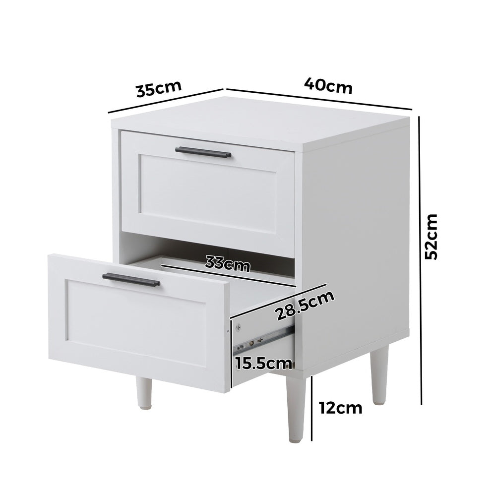 Bedside Tables Set of 2 Nightstand Natural White