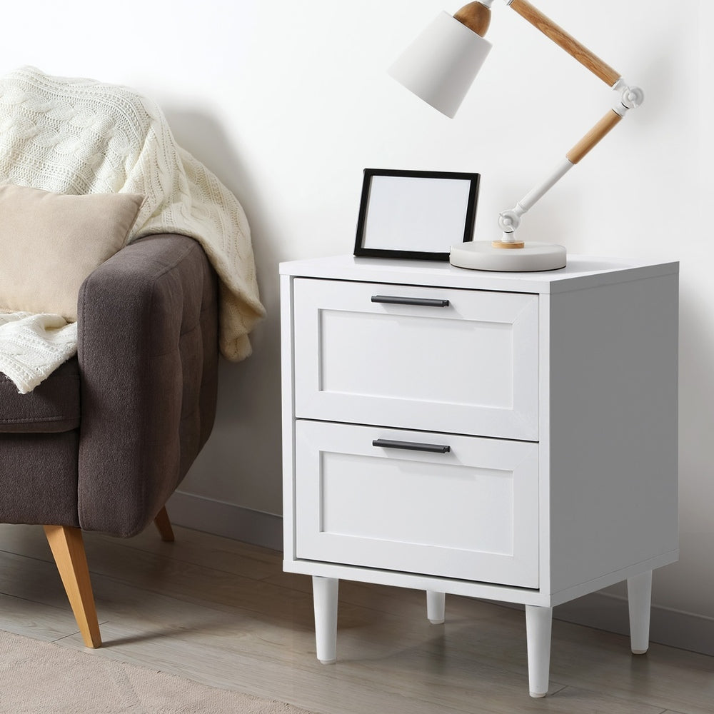 Bedside Tables Set of 2 Nightstand Natural White