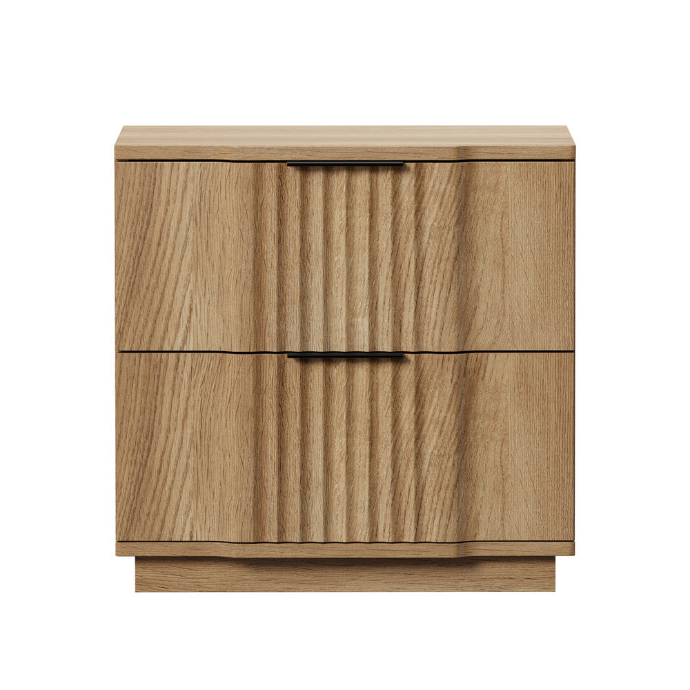 Bedside Tables 2 Drawers Natural Set of 2 | Simpledeals
