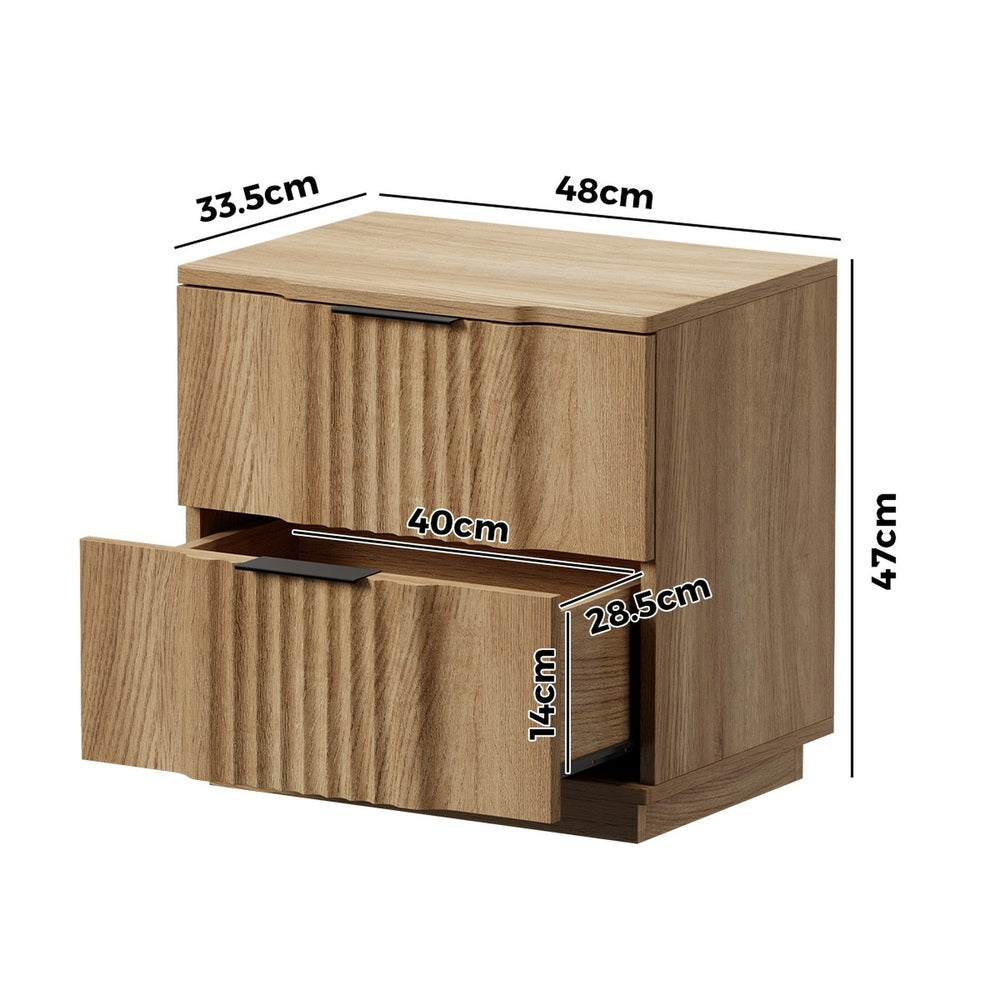 Bedside Tables 2 Drawers Natural Set of 2 | Simpledeals