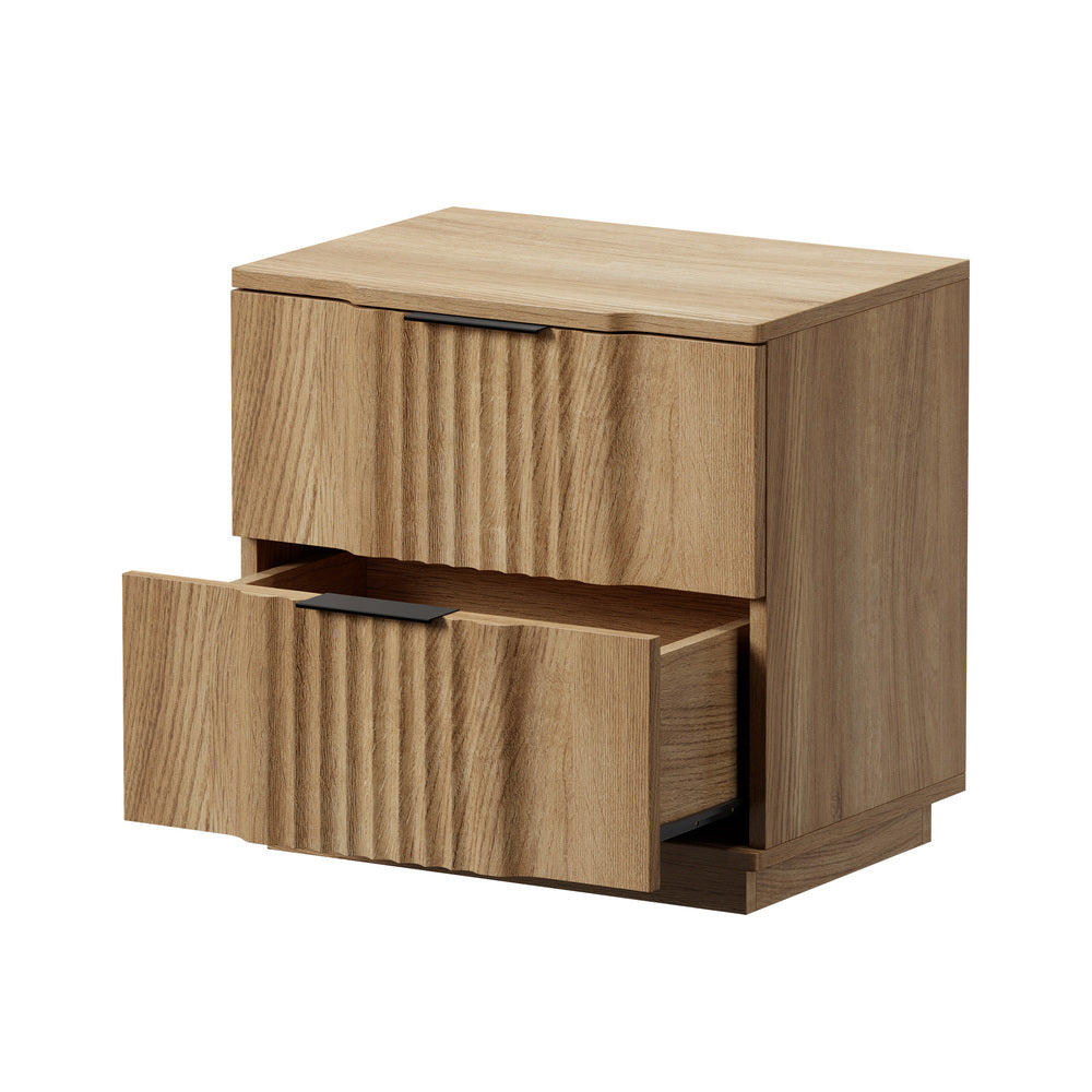 Bedside Tables 2 Drawers Natural Set of 2 | Simpledeals