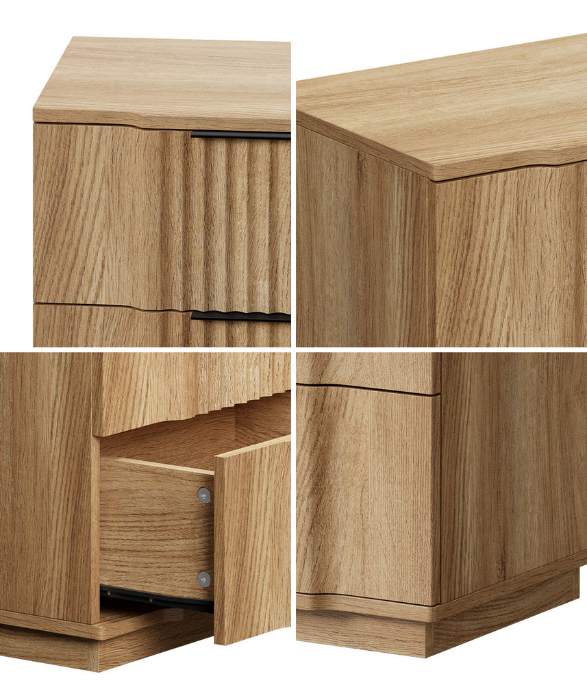 Bedside Tables 2 Drawers Natural Set of 2 | Simpledeals