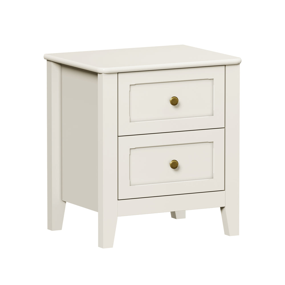 Bedside Table 2 Drawers White 45x35x50cm