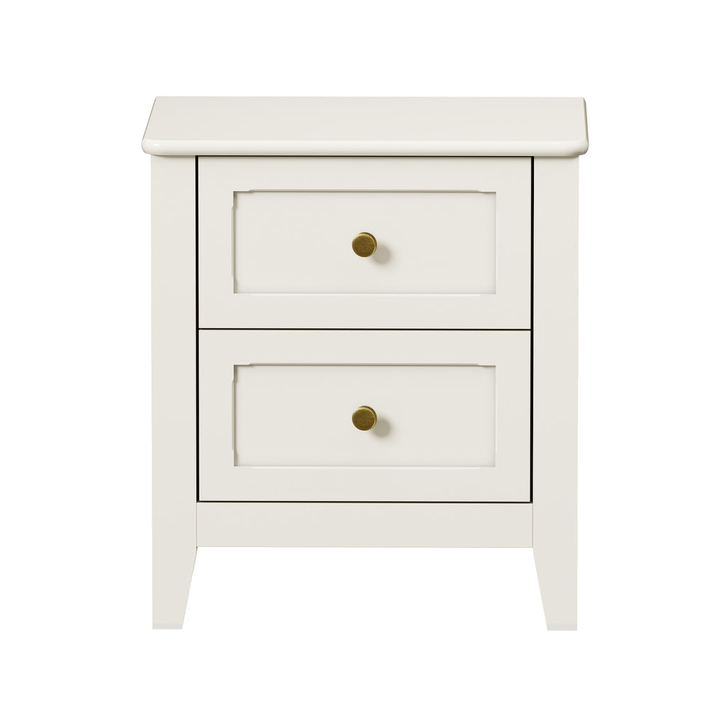 Bedside Table 2 Drawers White 45x35x50cm