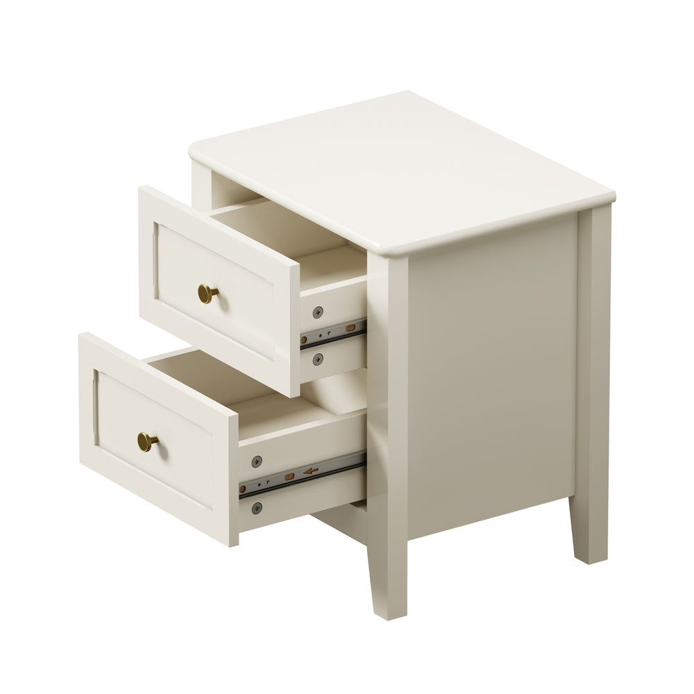 Bedside Table 2 Drawers White 45x35x50cm
