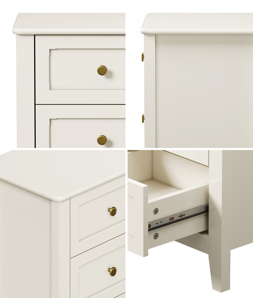 Bedside Table 2 Drawers White 45x35x50cm