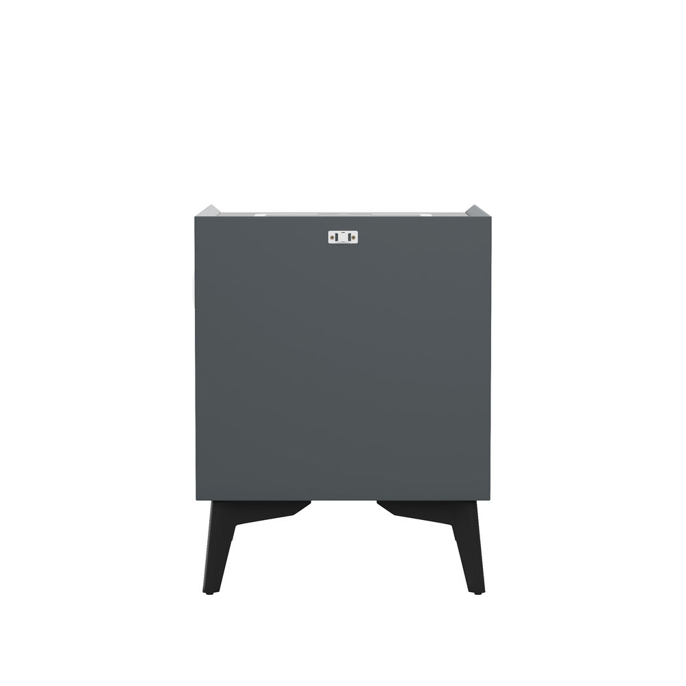 Smart Bedside Table Wireless Charging LED Lights 2 Drawers