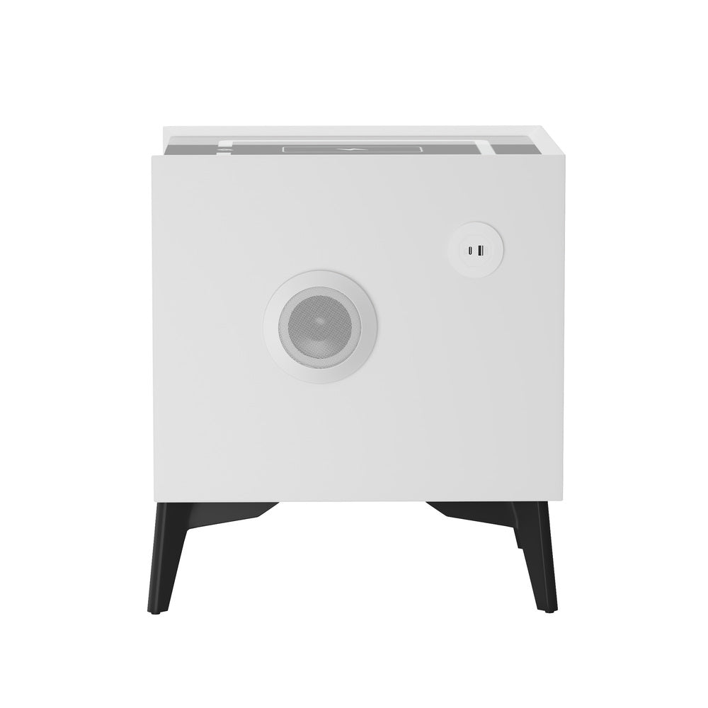 Smart Bedside Table Wireless Charging LED Lights 2 Drawers