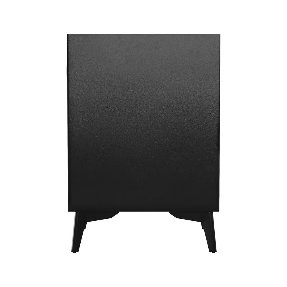Smart Bedside Table Wireless Charging LED Lights 3 Drawers Black
