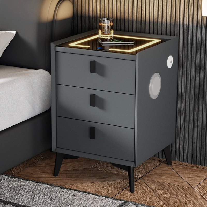 Bedside Table - Smart Bedside Table Wireless Charging LED Lights 3 Drawers - photo 10
