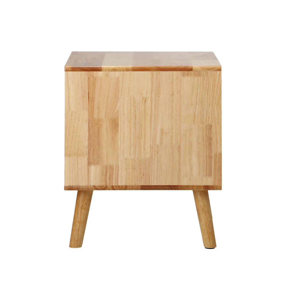 Bedside Tables 2 Drawers Natural Wood Set of 2 | Simpledeals