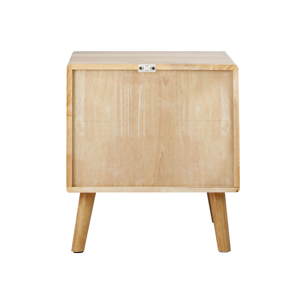Bedside Tables 2 Drawers Natural Wood Set of 2 | Simpledeals