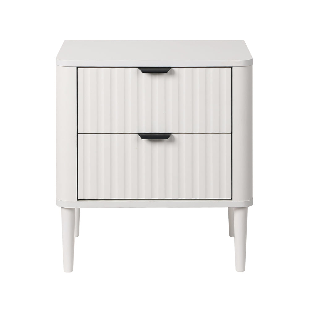 2x Bedside Table 2 Drawers Nightstand White