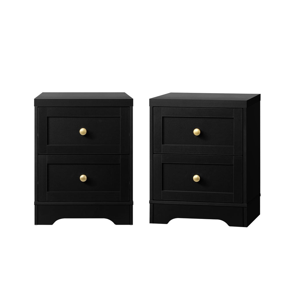 2X Bedside Tables Hamptons Furniture Black