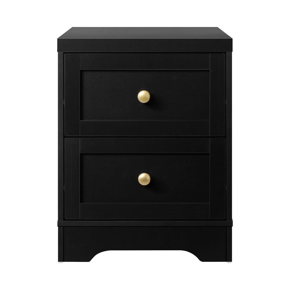 2X Bedside Tables Hamptons Furniture Black