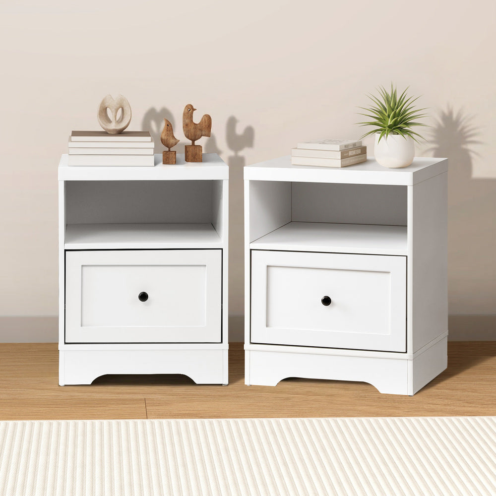 2PCS Bedside Tables Nightstand Hamptons Furniture