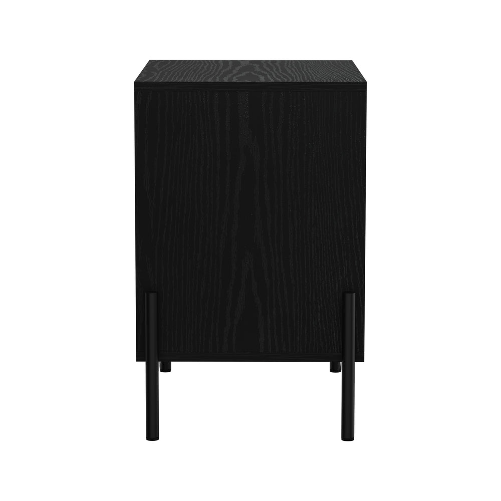 Bedside Table Nightstand Drawer Storage Cabinet Walnut & Black