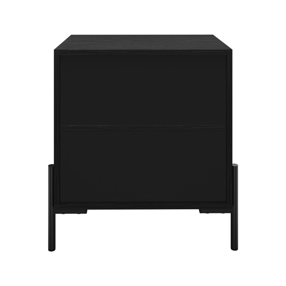 Bedside Table Nightstand Drawer Storage Cabinet Walnut & Black