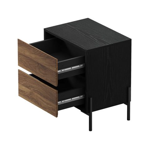 2x Bedside Table 2 Drawers Side End Nightstand Walnut
