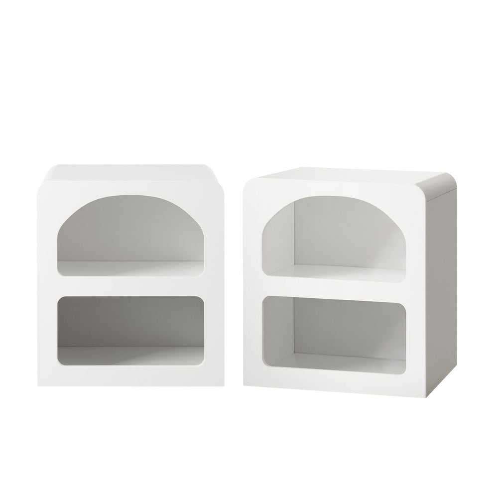 Bedside Tables Set of 2 Display Shelf White