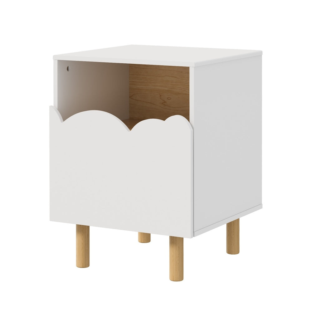 Bedside Table Single Drawer White 40x39.5x55cm