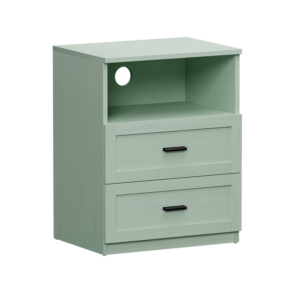 Green Bedside Table 2 Drawers Nightstand | Simpledeals