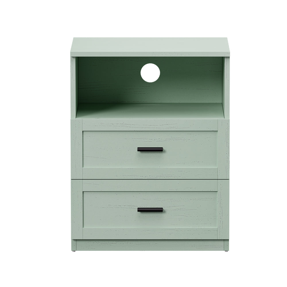 Green Bedside Table 2 Drawers Nightstand | Simpledeals
