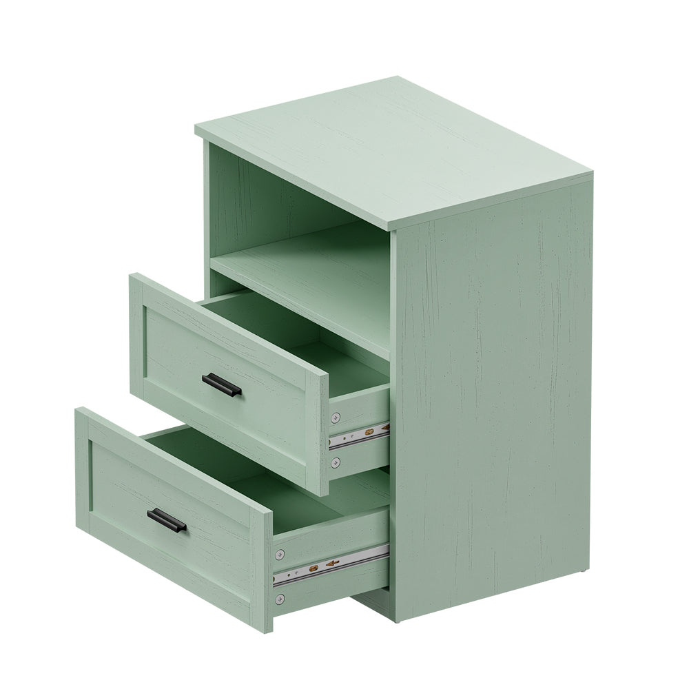 Green Bedside Table 2 Drawers Nightstand | Simpledeals
