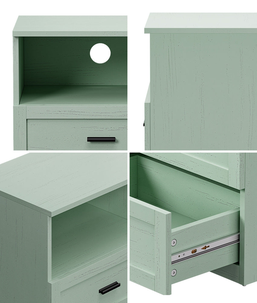 Green Bedside Table 2 Drawers Nightstand | Simpledeals