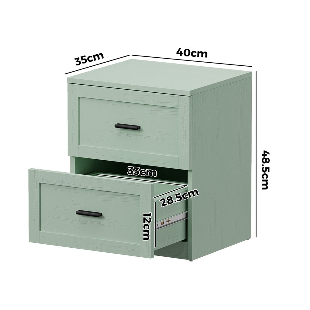 Green Bedside Table 2 Drawer Nightstand | Simpledeals