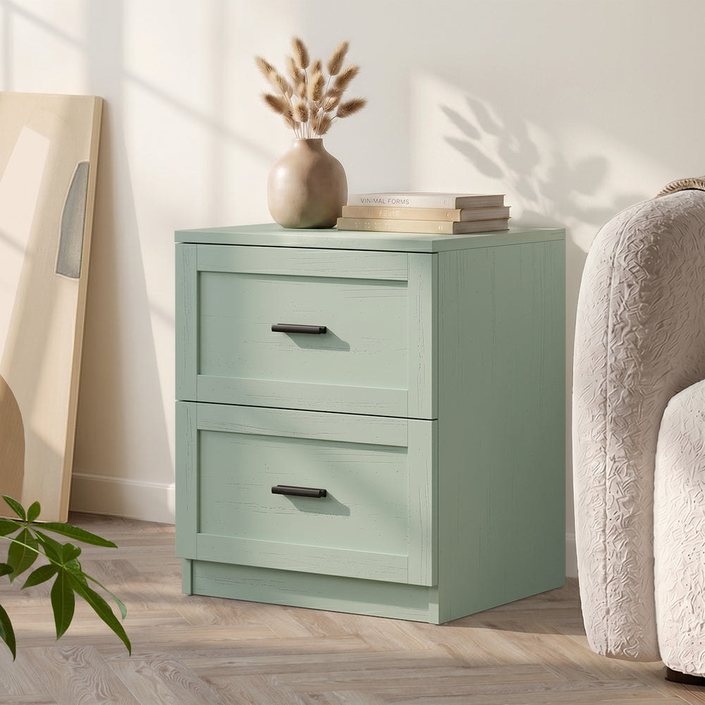 Green Bedside Table 2 Drawer Nightstand | Simpledeals