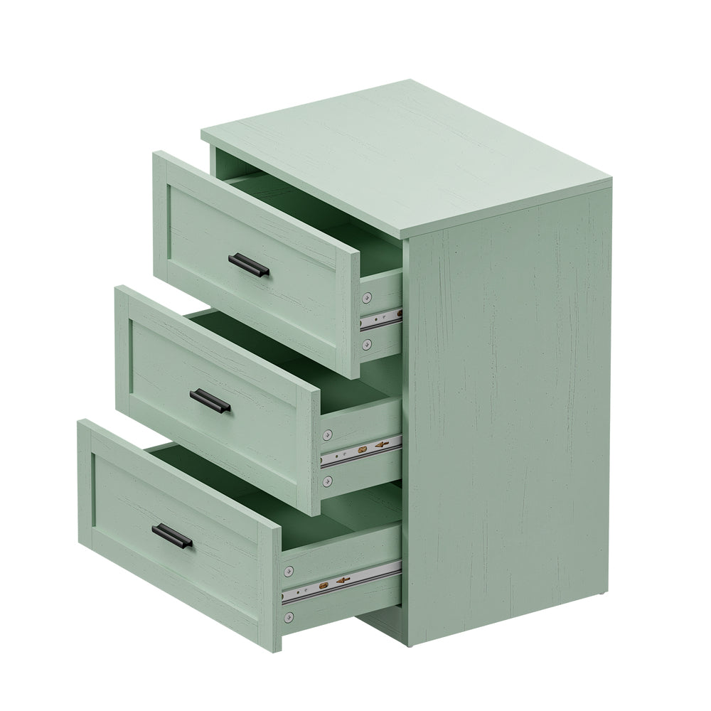 3 Drawer Bedside Table Green Nightstand | Simpledeals