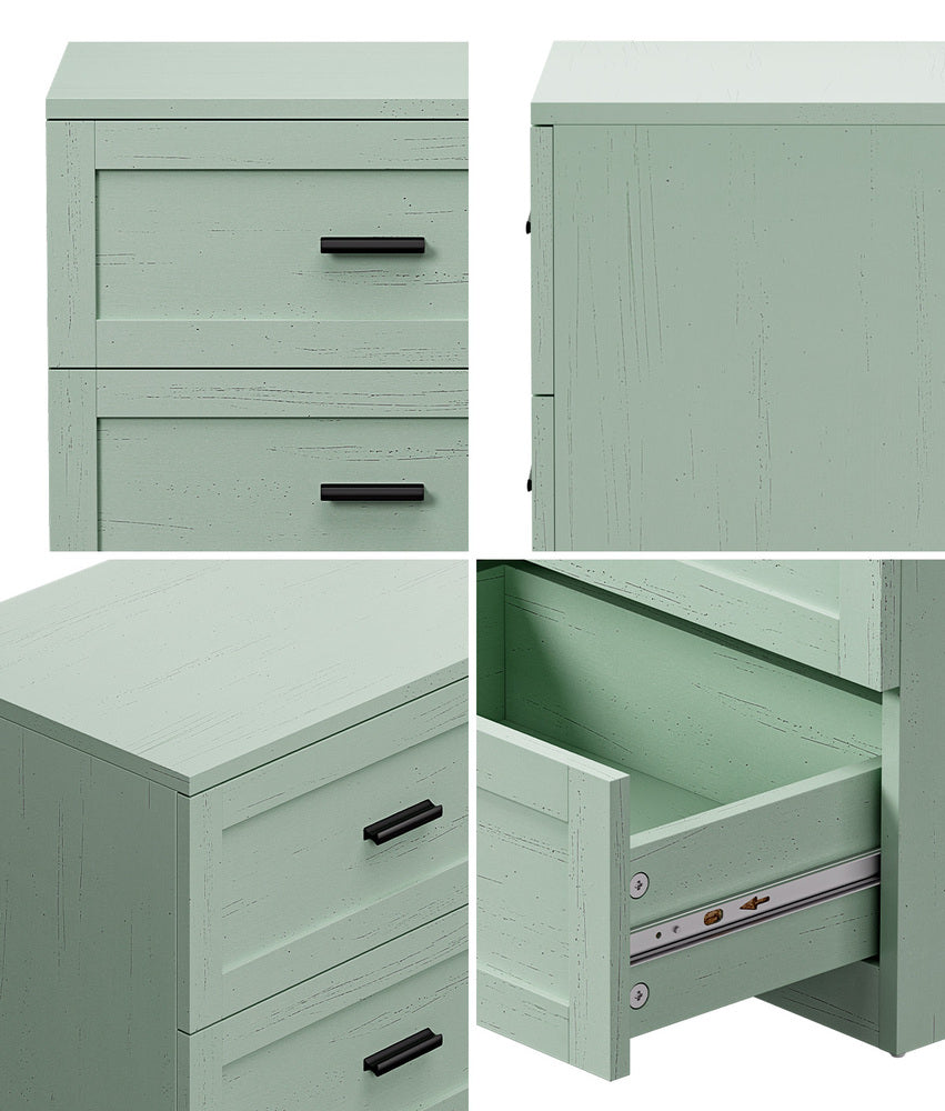 3 Drawer Bedside Table Green Nightstand | Simpledeals
