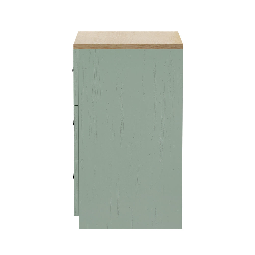 3 Drawer Bedside Tables Set of 2 Natural Green | Simpledeals