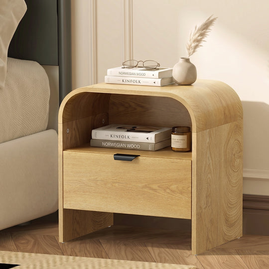 Plywood Bedside Table - Natural 48x35x50cm