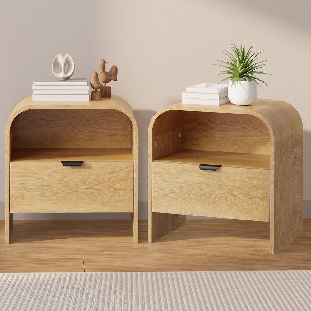 Natural bedside table 48x35x50cm, side view