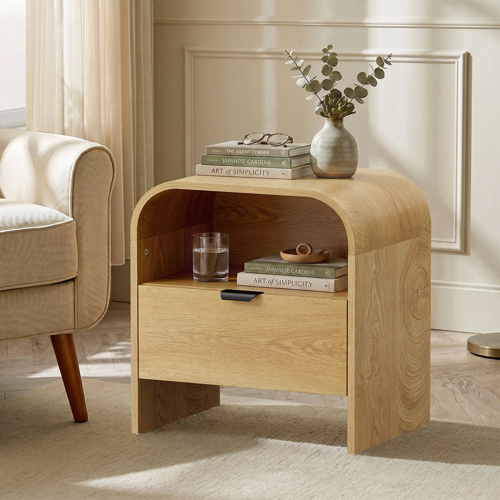 Natural bedside table 48x35x50cm, rear view
