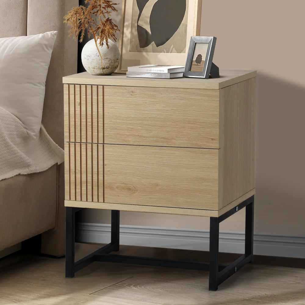 Bedside Tables 2 Drawers Bedroom Metal