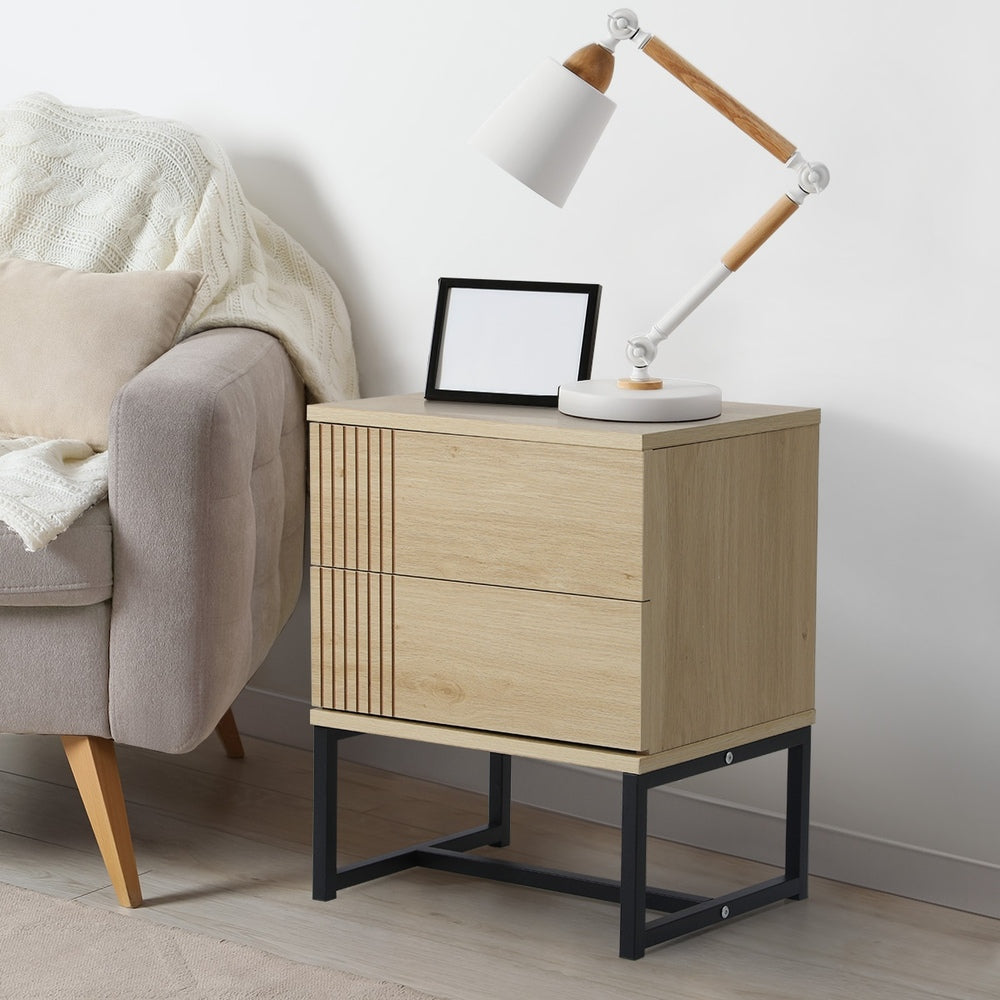 Bedside Tables 2 Drawers Bedroom Metal